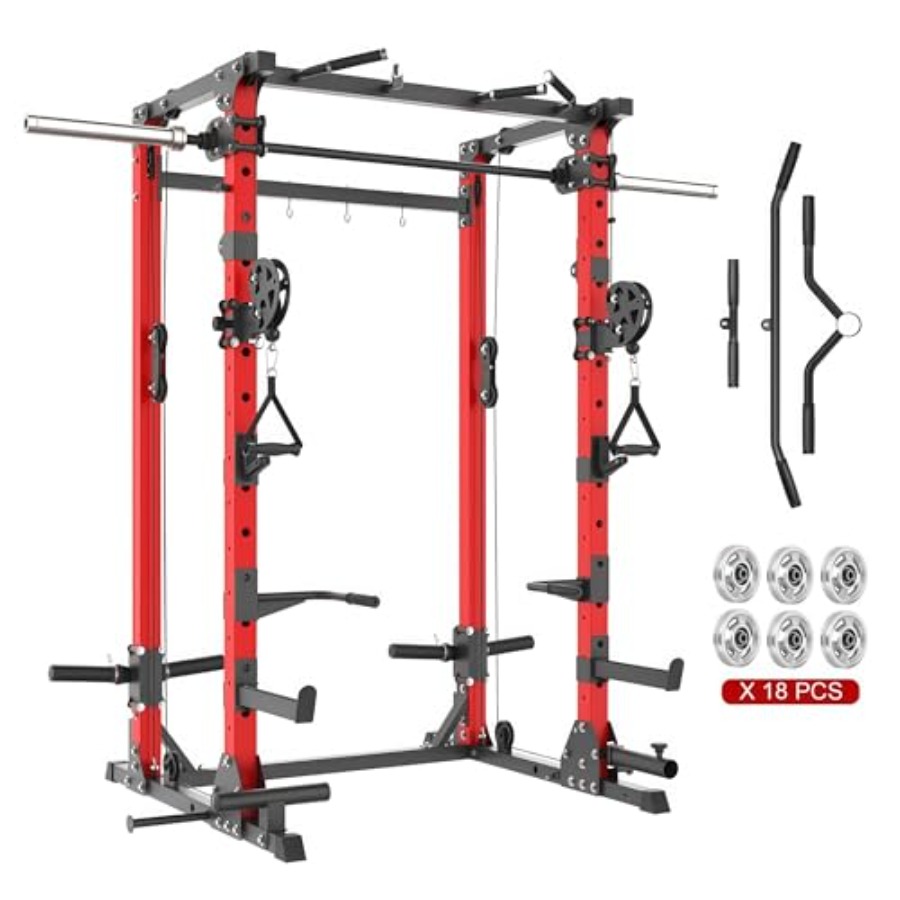 Home Gym Cable Machine - Smith Machine 5 in 1 Heavy-Duty