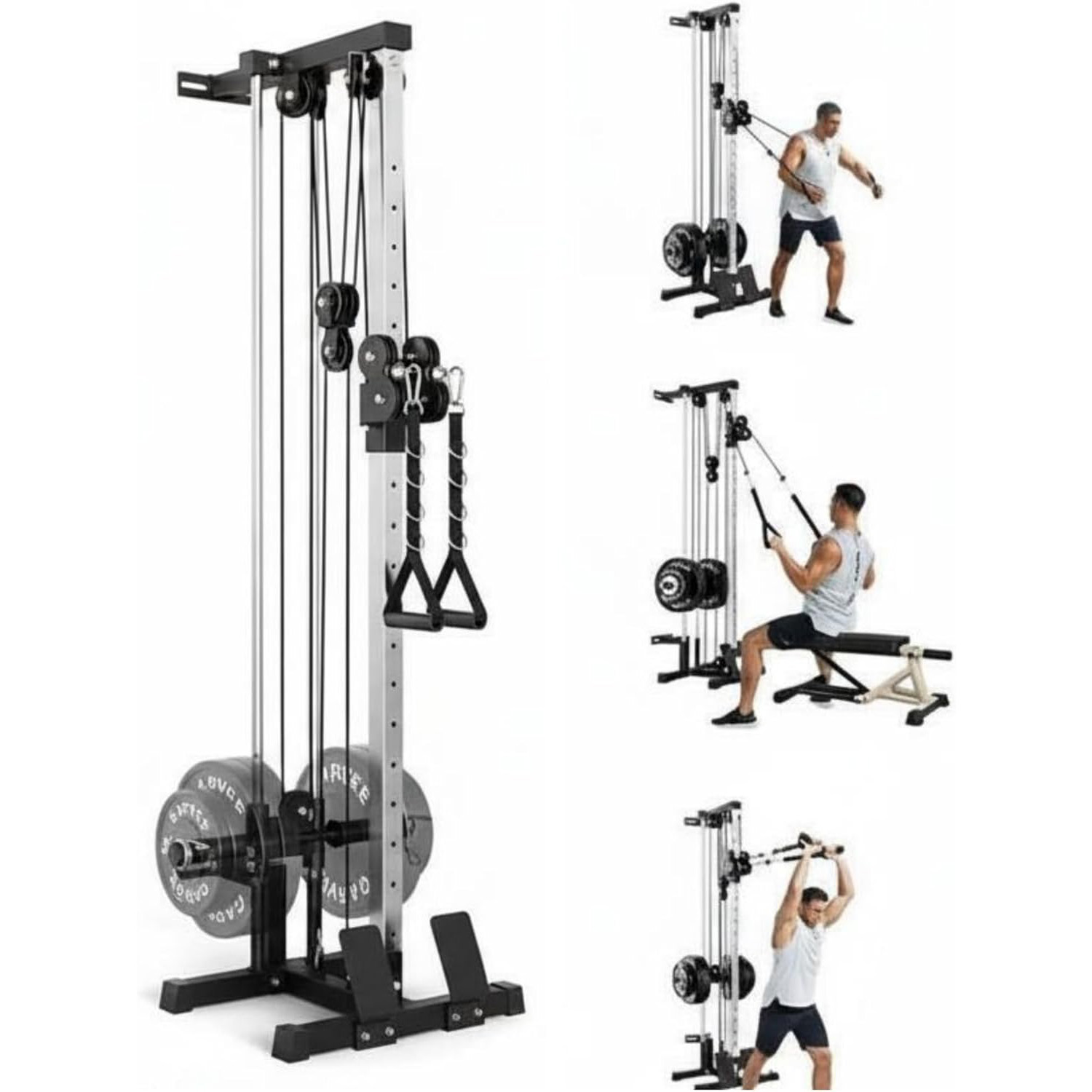 Home Gym Cable Machine - Wall Mount Cable Station Dual Pulley