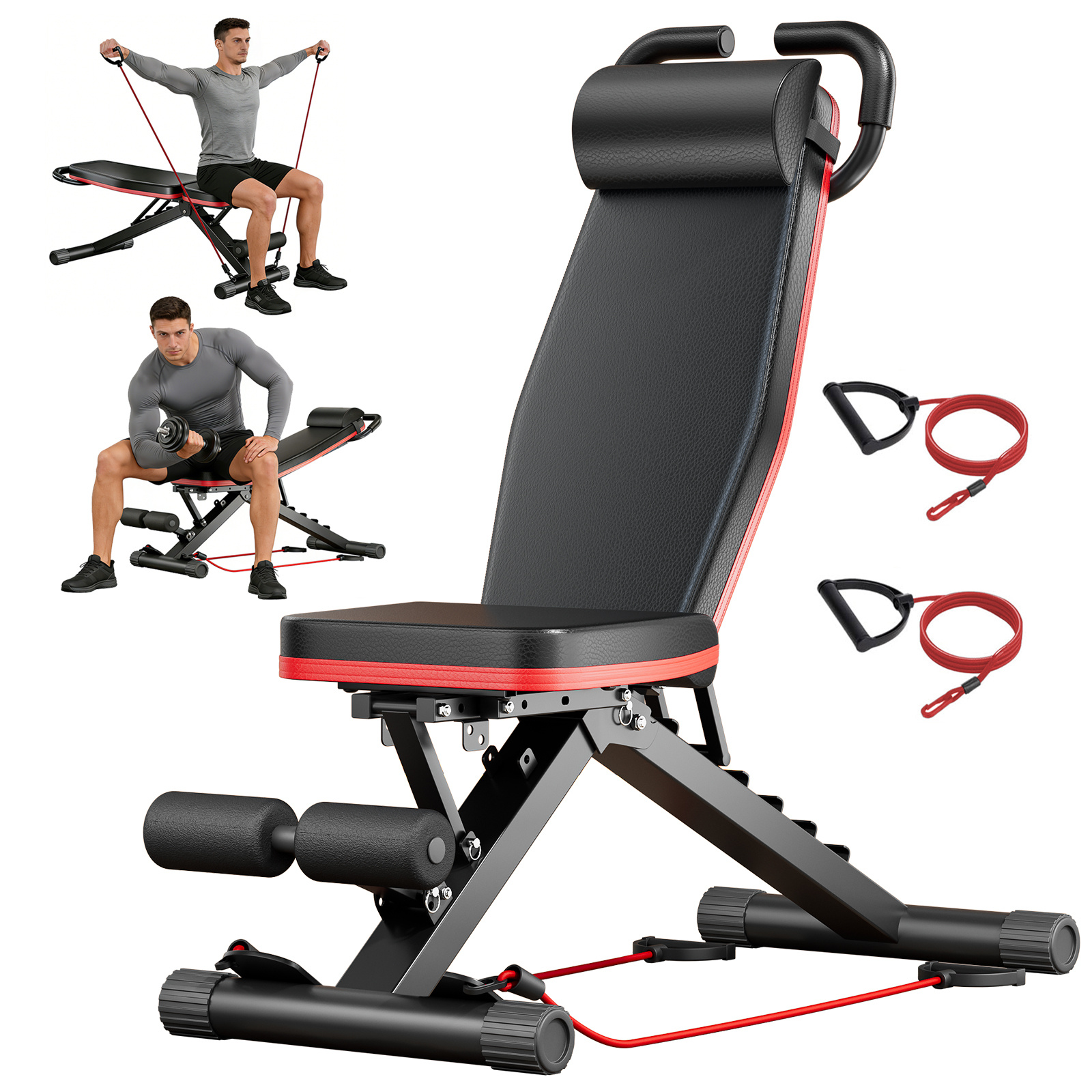Adjustable Weight Bench - Pre-Assembled Foldable Dumbbell Bench, 14-in-1 Multi-Functional