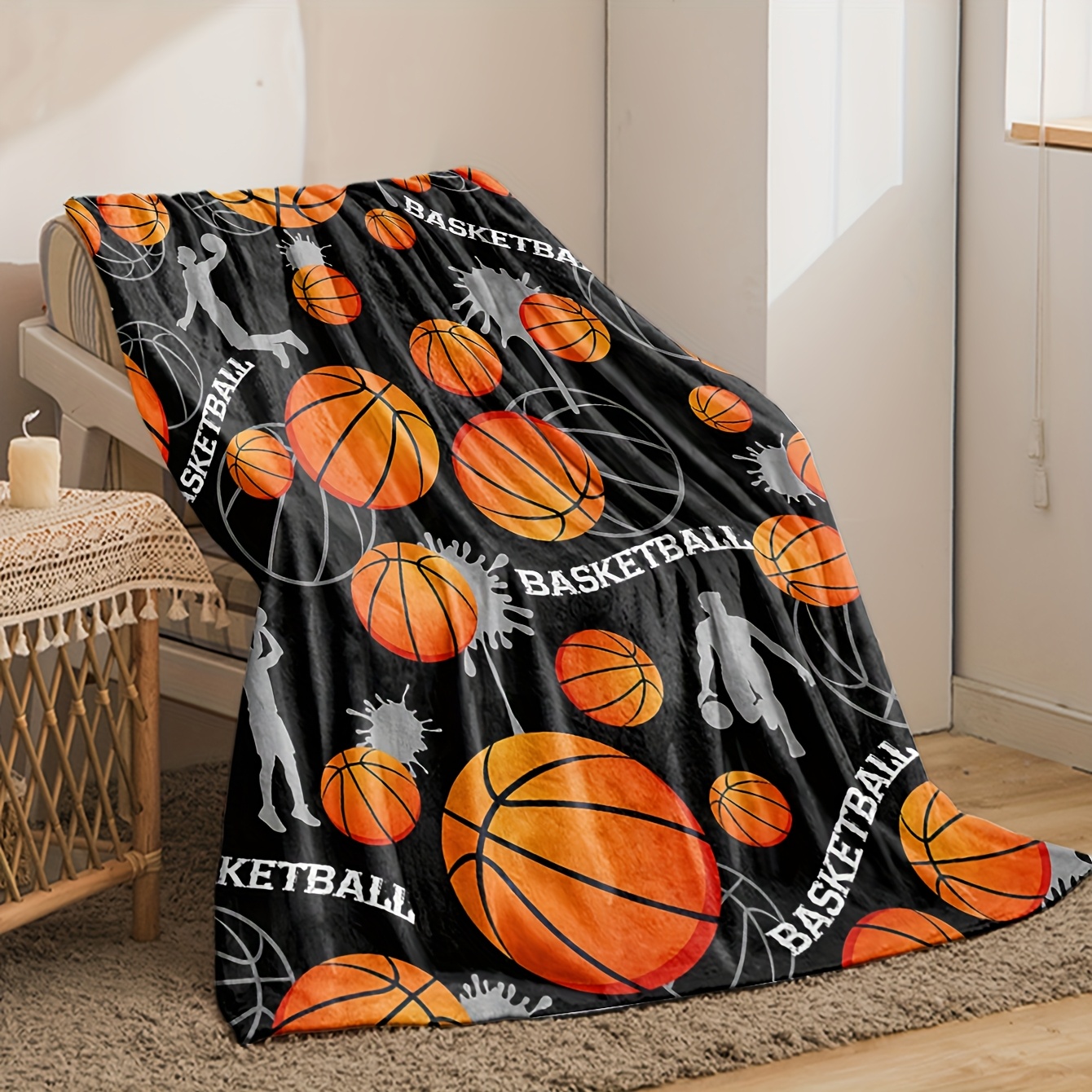 Basketball Flannel Throw Blank - Home Gym And Basketball Court recension och pris