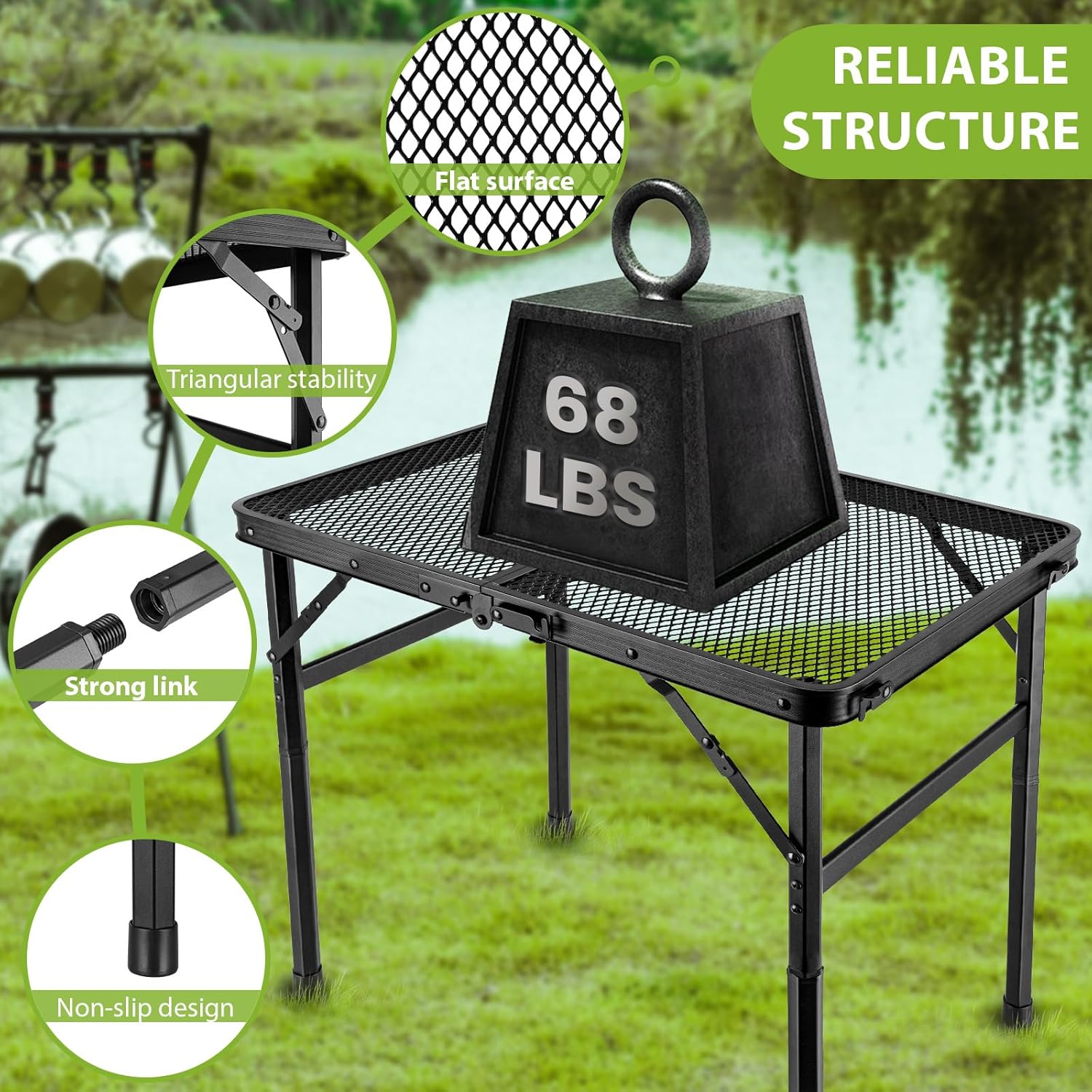 2x1.3 FT Folding Camping Table - Adjustable Weight Bench recension och pris