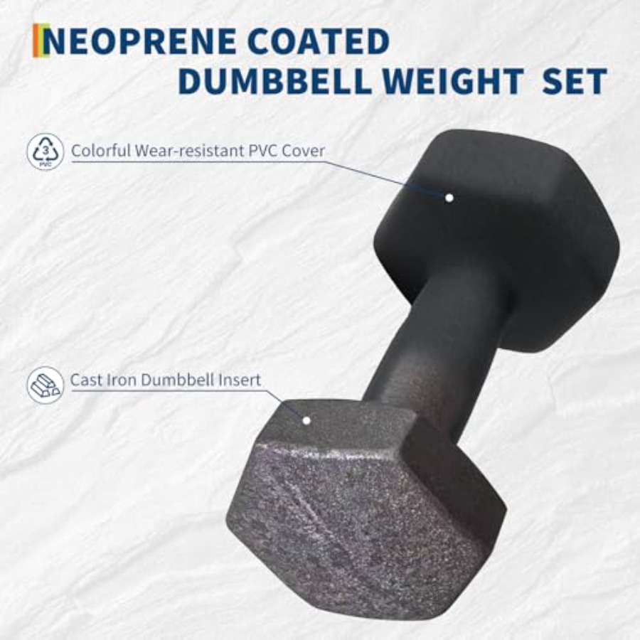 PVC Coated Hexagon Dumbbell Se - Home Gym Options recension och pris