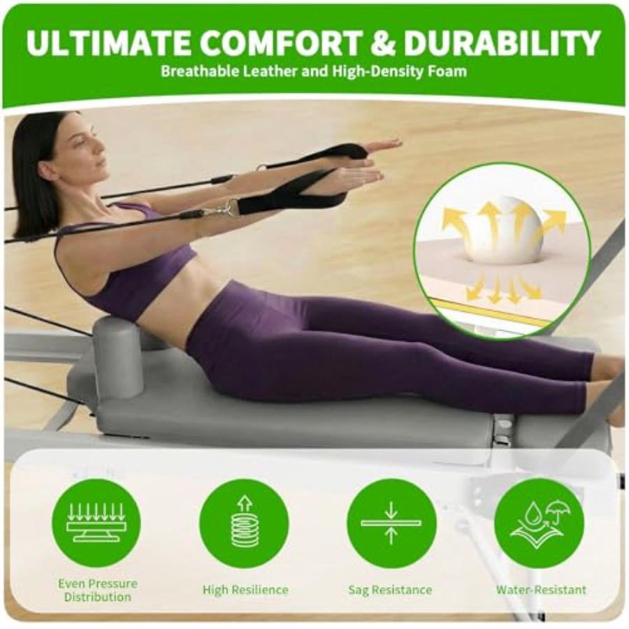 Foldable Pilates Reformer Mach - Home Gym No Equipment recension och pris