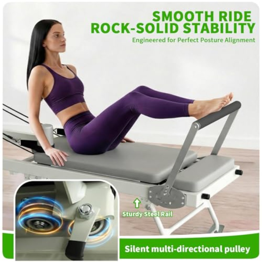 Foldable Pilates Reformer Mach - Home Gym No Equipment recension och pris