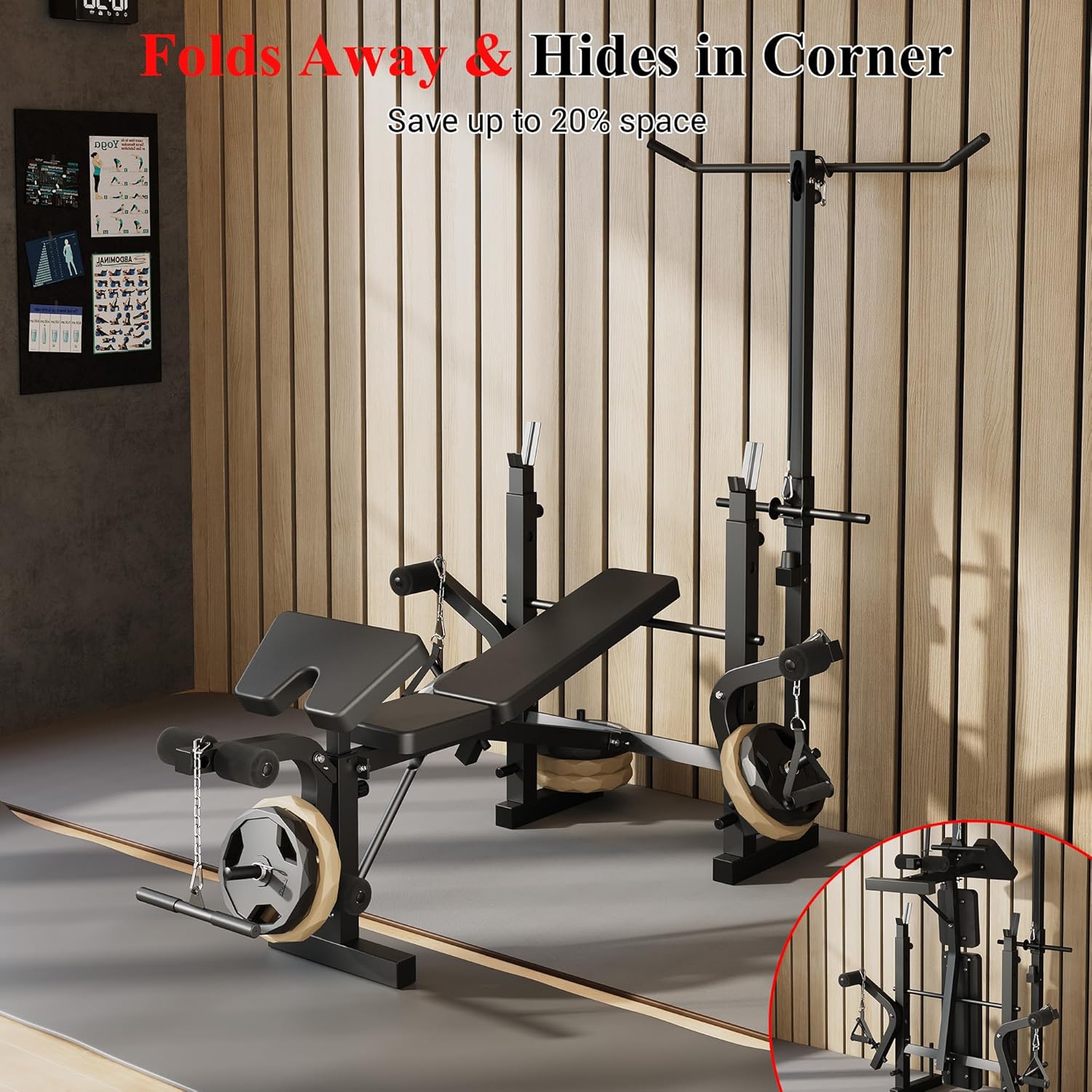 Weight Bench, Foldable Bench P - Home Gym Cable Machine recension och pris